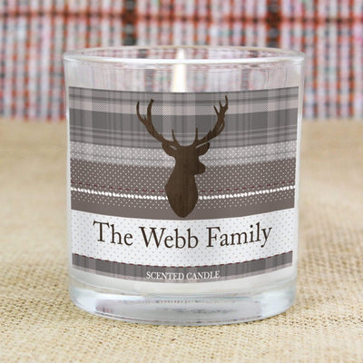 Personalised Memento Candles & Reed Diffusers Personalised Highland Stag Scented Jar Candle