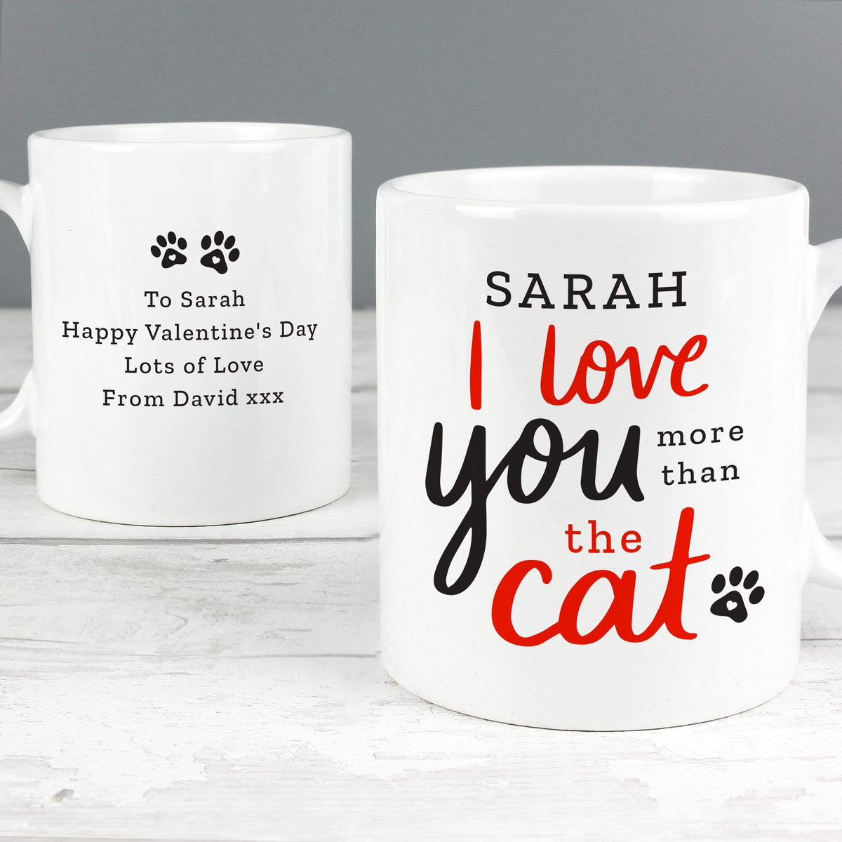 Personalised Memento Mugs Personalised I Love You More Than The Cat Mug