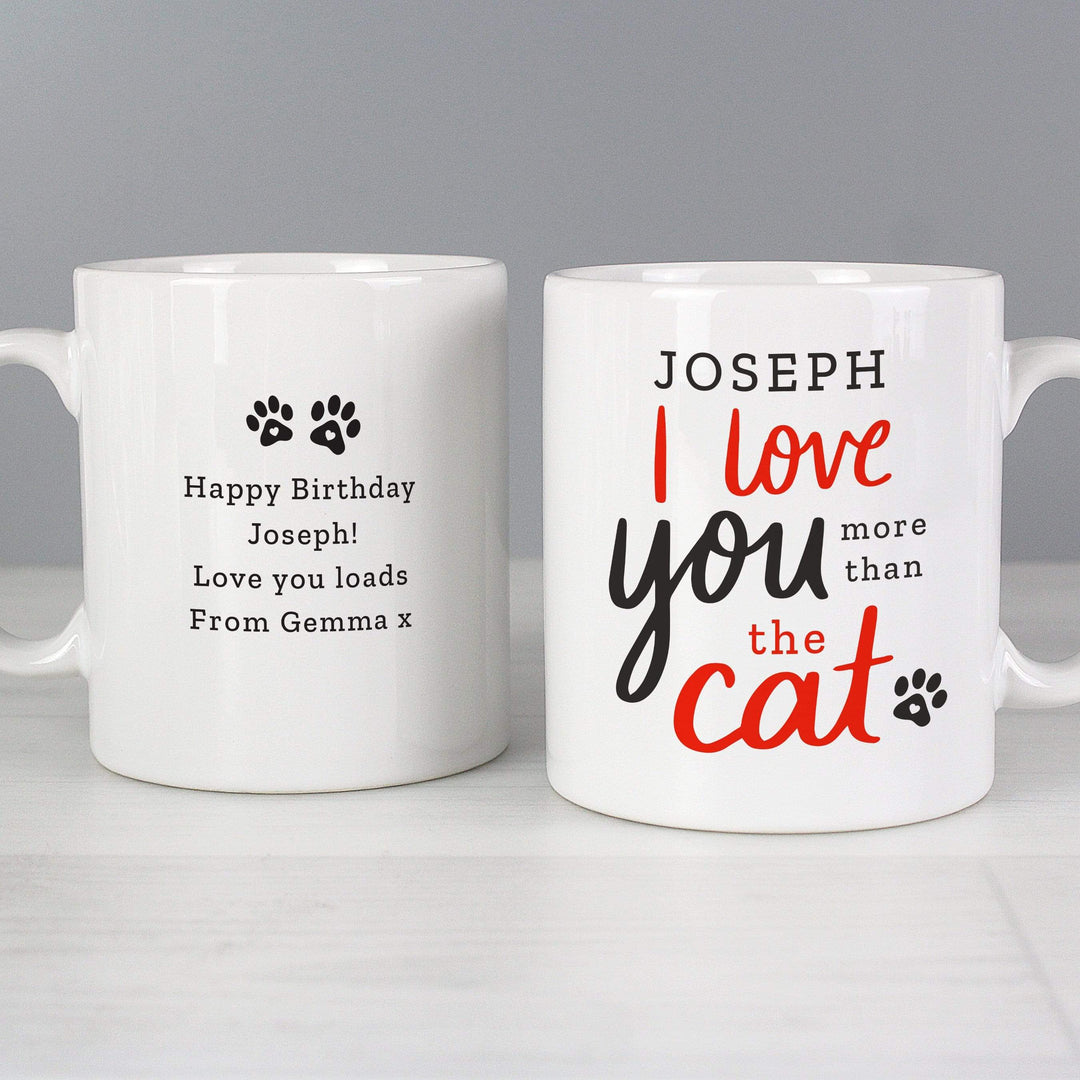 Personalised Memento Mugs Personalised I Love You More Than The Cat Mug