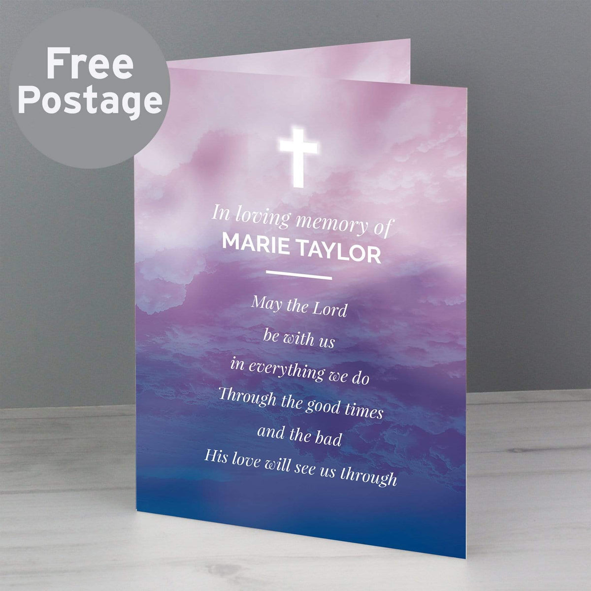 Personalised Memento Greetings Cards Personalised In Loving Memory Cross Card