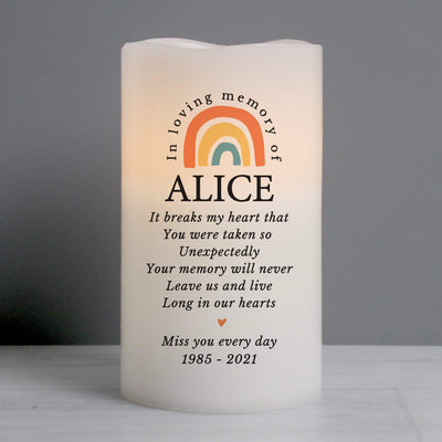 Personalised Memento Candles & Reed Diffusers Personalised In Loving Memory Rainbow LED candle