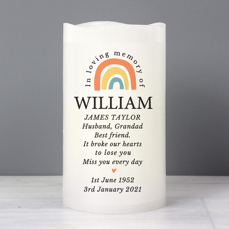 Personalised Memento Candles & Reed Diffusers Personalised In Loving Memory Rainbow LED candle