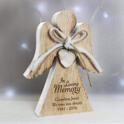 Personalised Memento Christmas Decorations Personalised In Loving Memory Rustic Wooden Angel Decoration