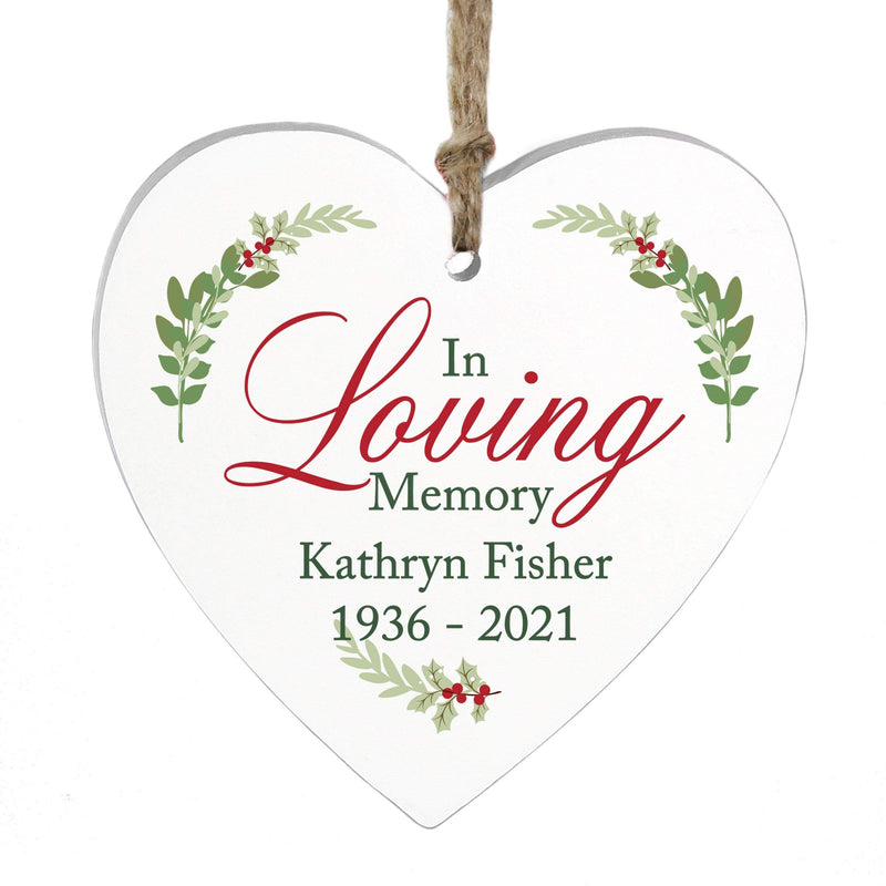 Personalised Memento Christmas Decorations Personalised In Loving Memory Wooden Heart Decoration