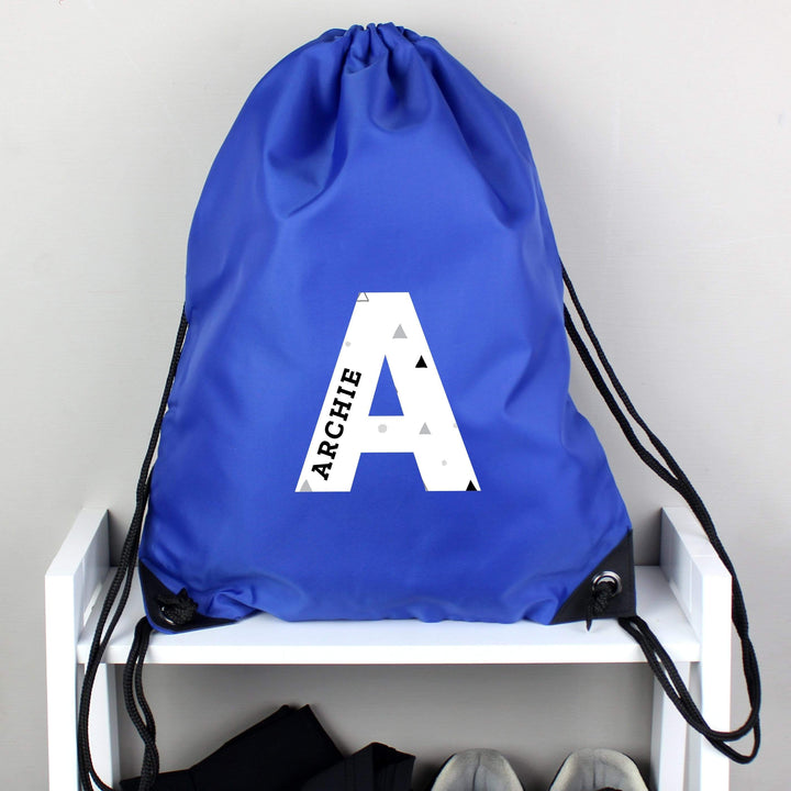 Personalised Memento Textiles Personalised Initial Blue Kit Bag