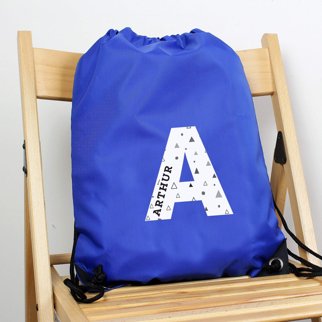 Personalised Memento Textiles Personalised Initial Blue Kit Bag