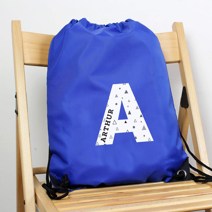 Personalised Memento Textiles Personalised Initial Blue Kit Bag