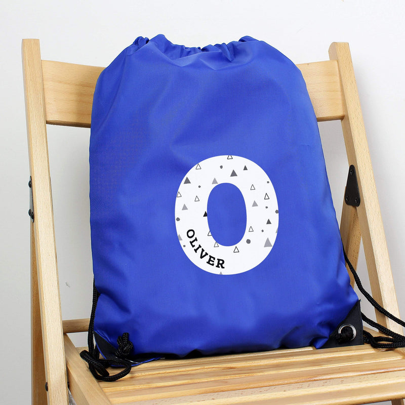 Personalised Memento Textiles Personalised Initial Blue Kit Bag