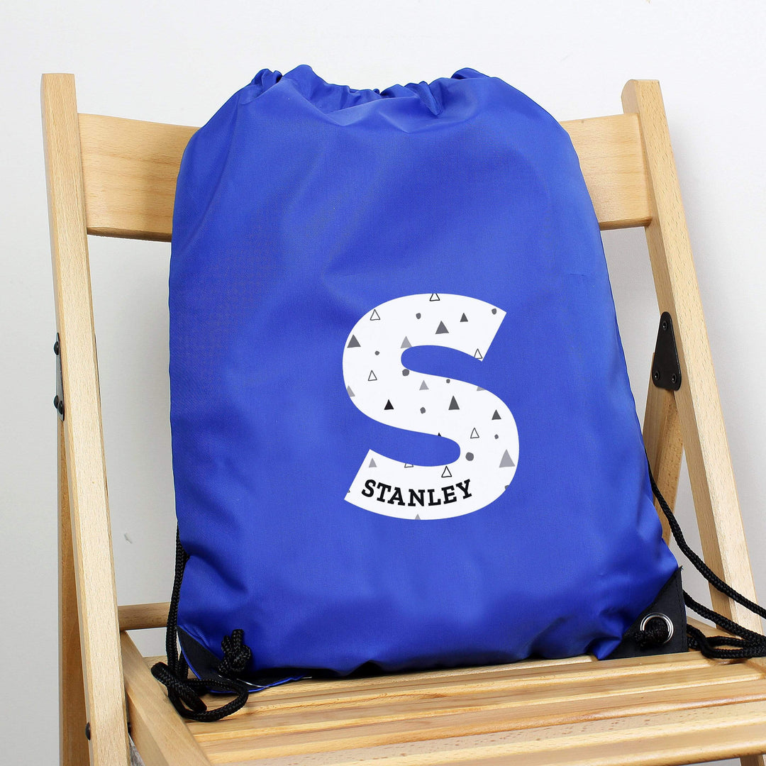 Personalised Memento Textiles Personalised Initial Blue Kit Bag