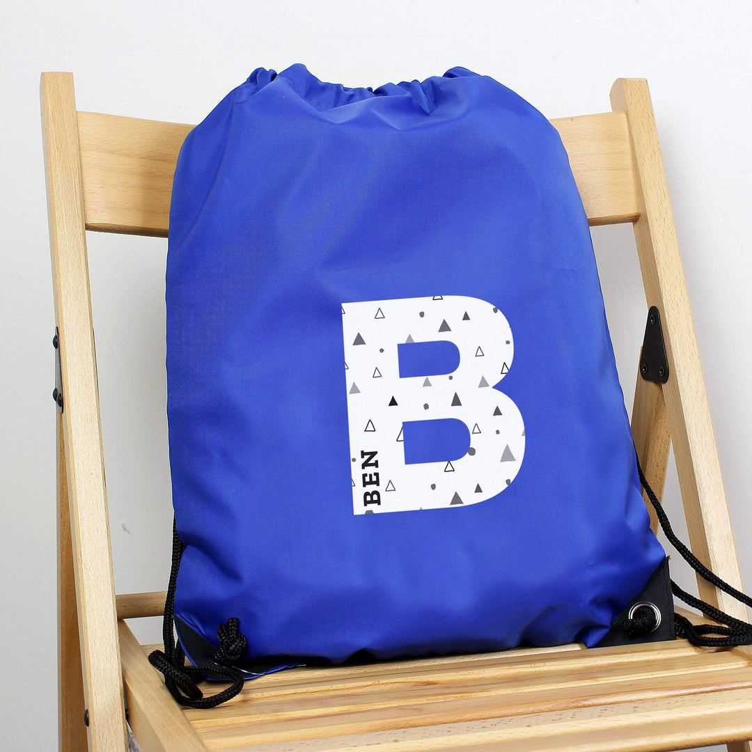 Personalised Memento Textiles Personalised Initial Blue Kit Bag