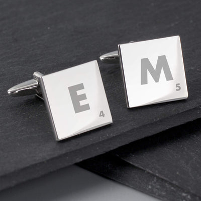 Personalised Memento Jewellery Personalised Initials and Age Square Cufflinks
