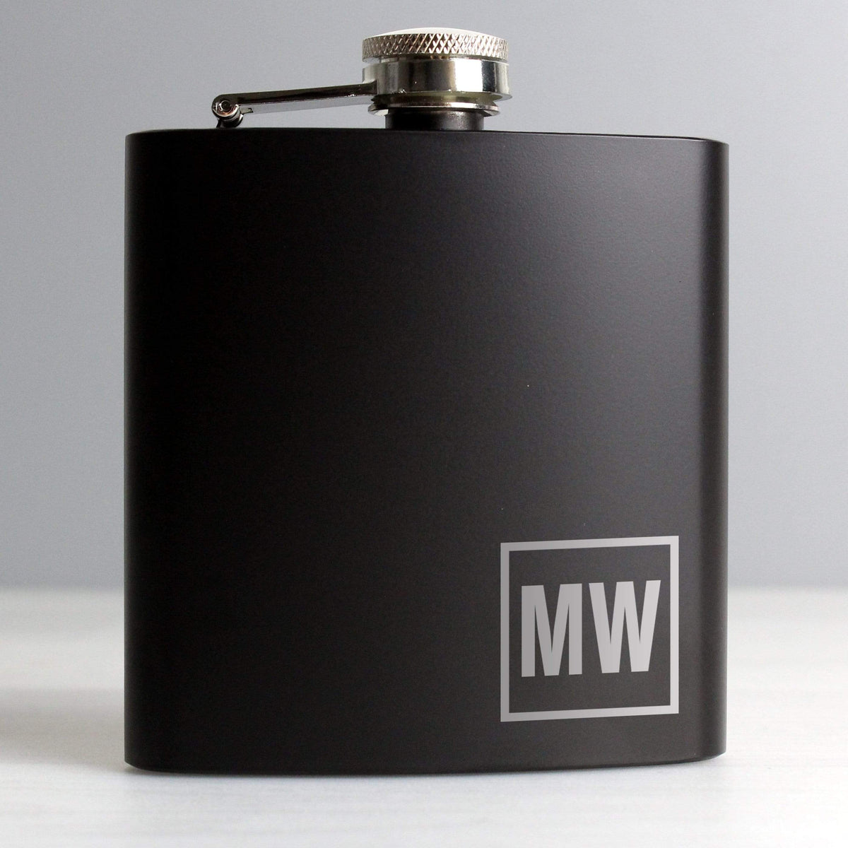 Personalised Memento Glasses & Barware Personalised Initials Black Hip Flask