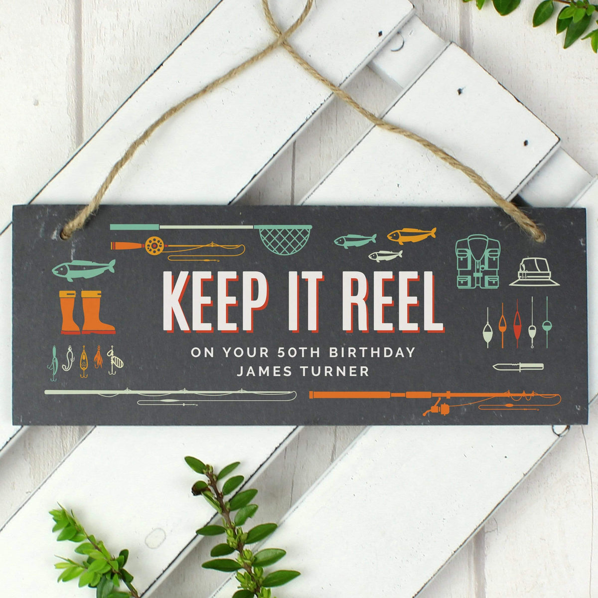 Personalised Memento Slate Personalised ""Keep It Reel"" Printed Hanging Slate Plaque