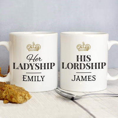 Personalised Memento Mugs Personalised Ladyship and Lordship Mug Set