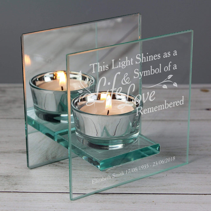Personalised Memento Candles &amp; Reed Diffusers Personalised Life &amp; Love Mirrored Glass Tea Light Candle Holder