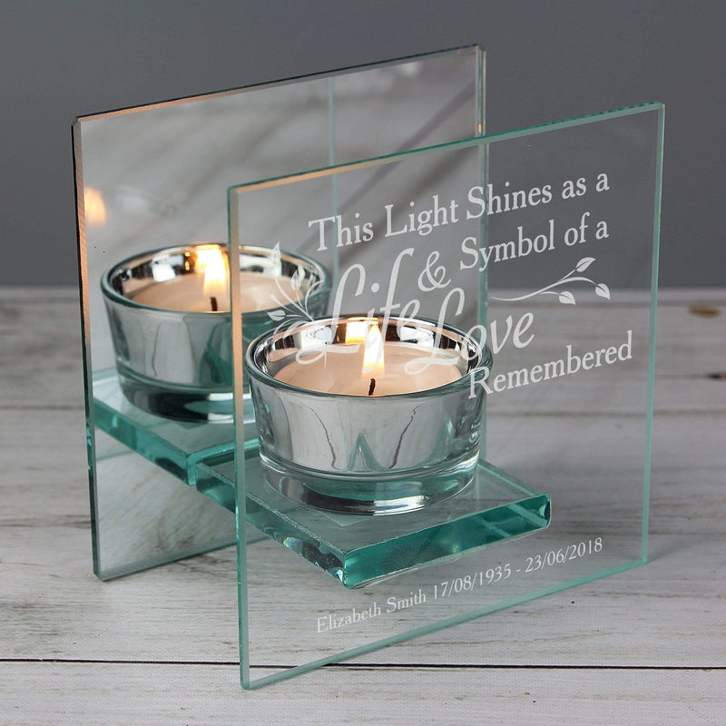 Personalised Memento Candles & Reed Diffusers Personalised Life & Love Mirrored Glass Tea Light Candle Holder