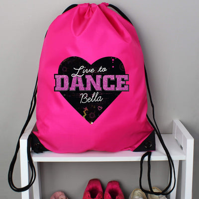 Personalised Memento Textiles Personalised 'Live to Dance' Pink Kit Bag