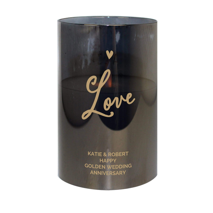 Personalised Memento LED Lights, Candles &amp; Decorations Personalised Love Smoked Glass LED Candle