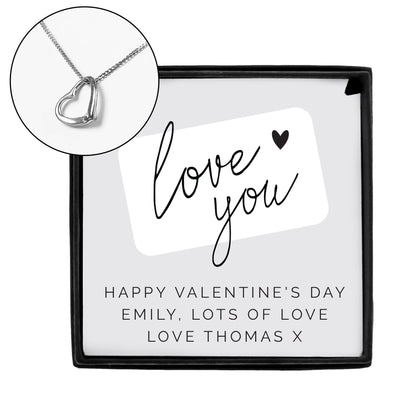 Personalised Memento Jewellery Personalised Love you Sentiment Silver Tone Necklace and Box