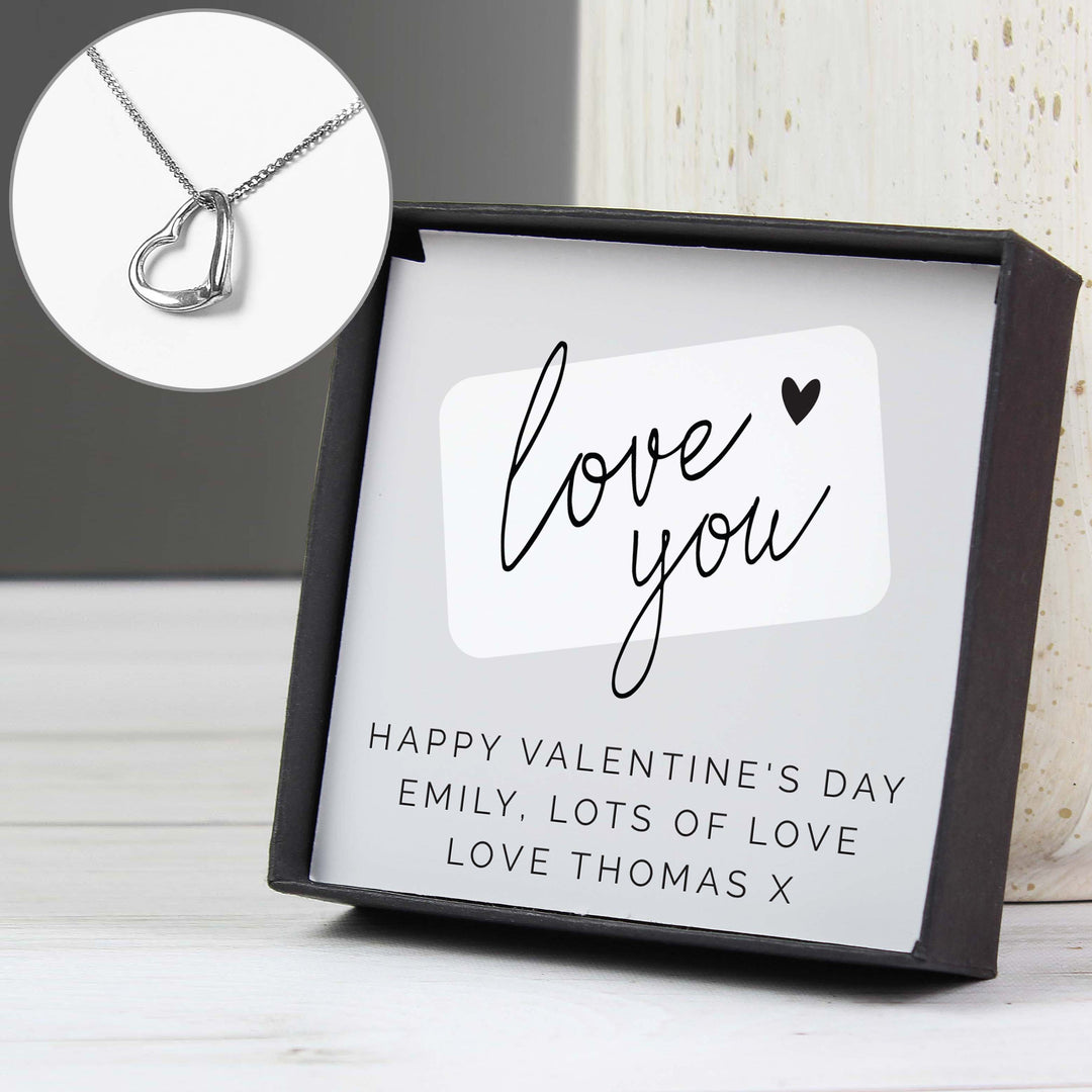 Personalised Memento Jewellery Personalised Love you Sentiment Silver Tone Necklace and Box