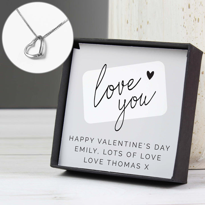 Personalised Memento Jewellery Personalised Love you Sentiment Silver Tone Necklace and Box