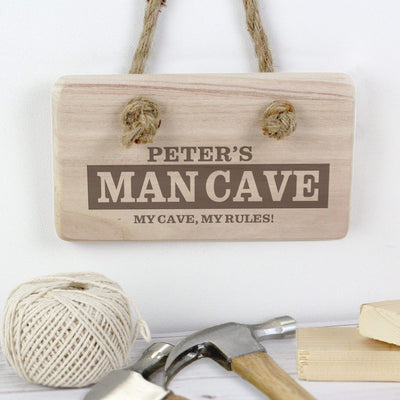 Personalised Memento Hanging Decorations & Signs Personalised Man Cave Wooden Sign