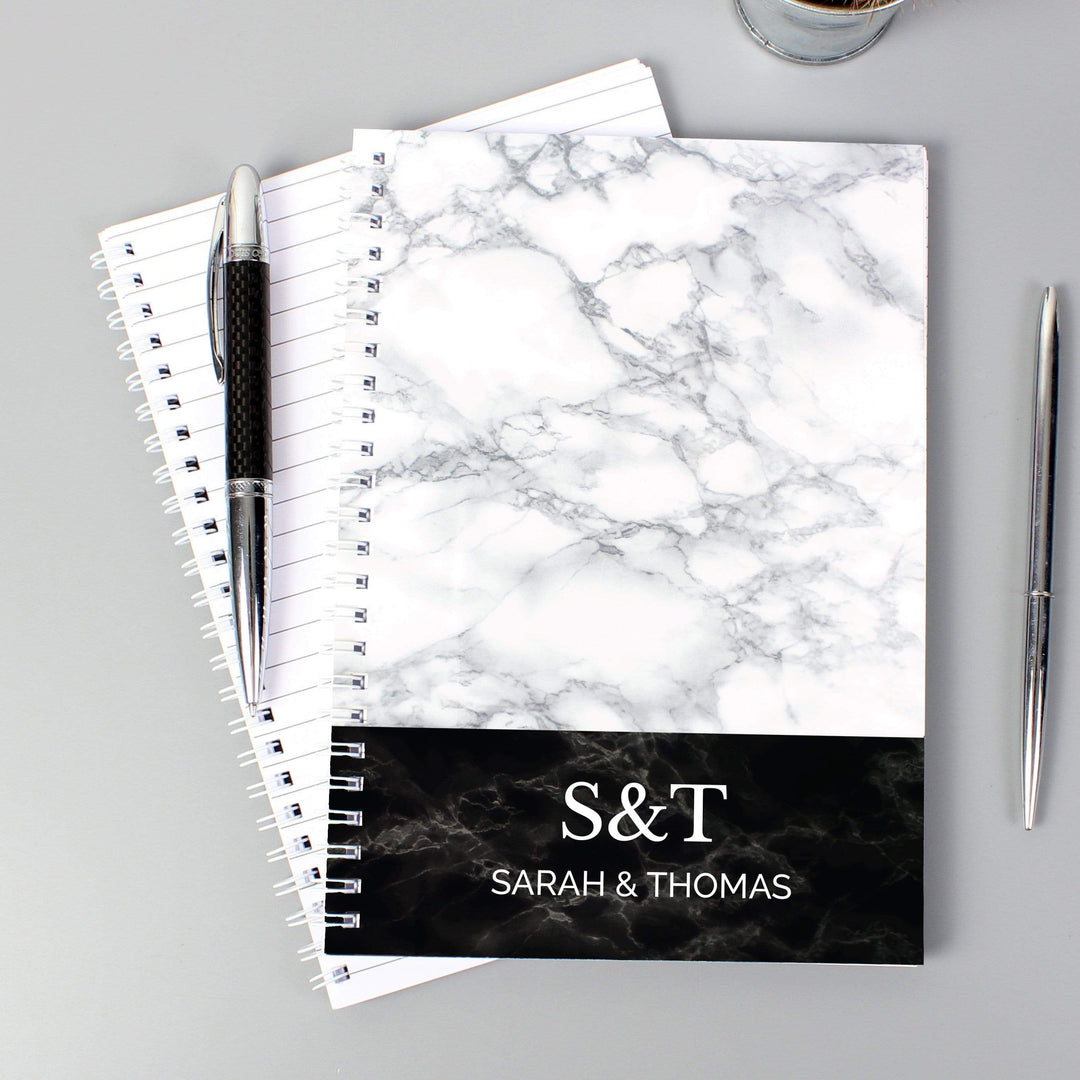 Personalised Memento Stationery &amp; Pens Personalised Marble Effect A5 Notebook