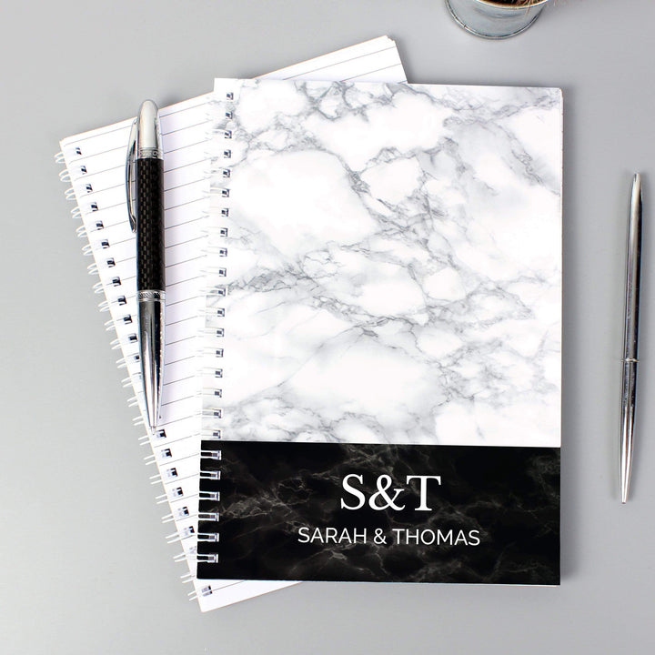 Personalised Memento Stationery &amp; Pens Personalised Marble Effect A5 Notebook