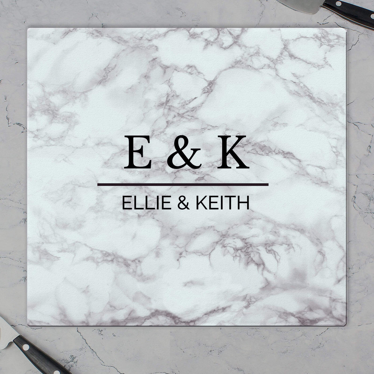 Personalised Memento Kitchen, Baking & Dining Gifts Personalised Marble Effect Glass Chopping Board/Worktop Saver