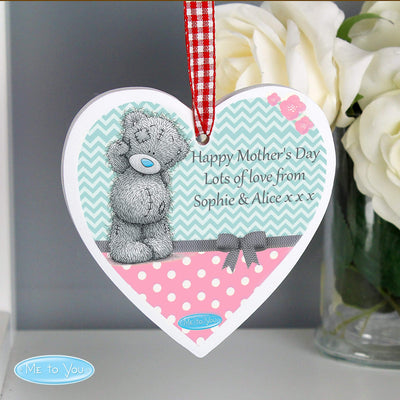 Personalised Memento Wooden Personalised Me To You Pastel Polka Dot for Her Wooden Heart Decoration