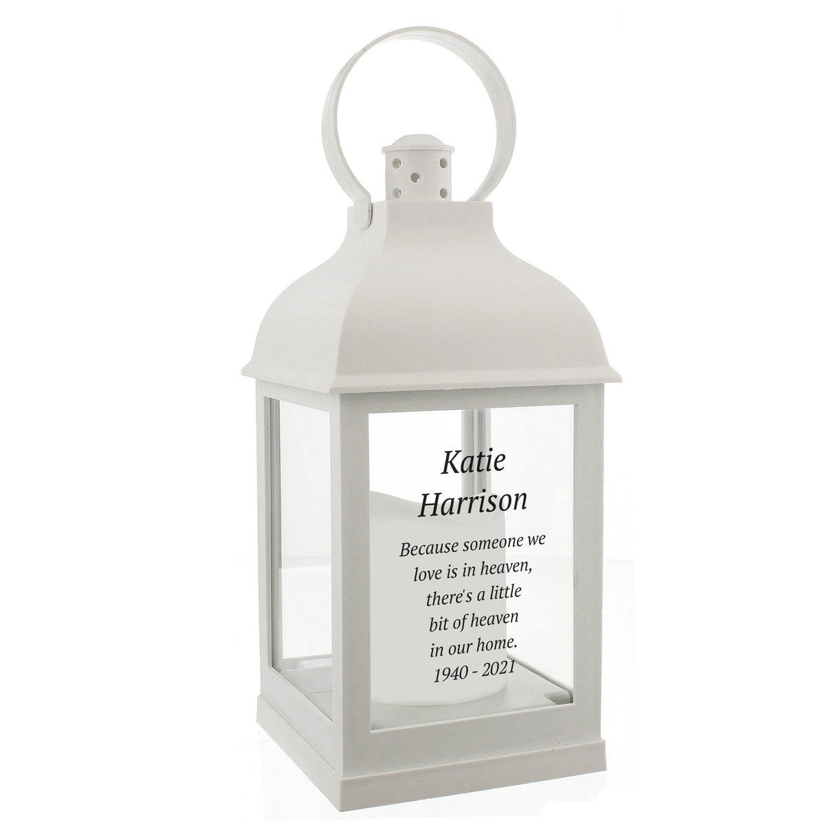 Personalised Memento LED Lights, Candles & Decorations Personalised Memorial White Lantern