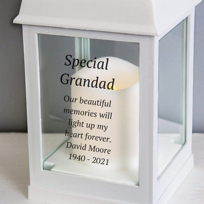 Personalised Memento LED Lights, Candles & Decorations Personalised Memorial White Lantern