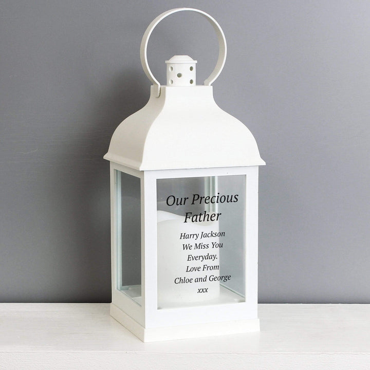 Personalised Memento LED Lights, Candles &amp; Decorations Personalised Memorial White Lantern