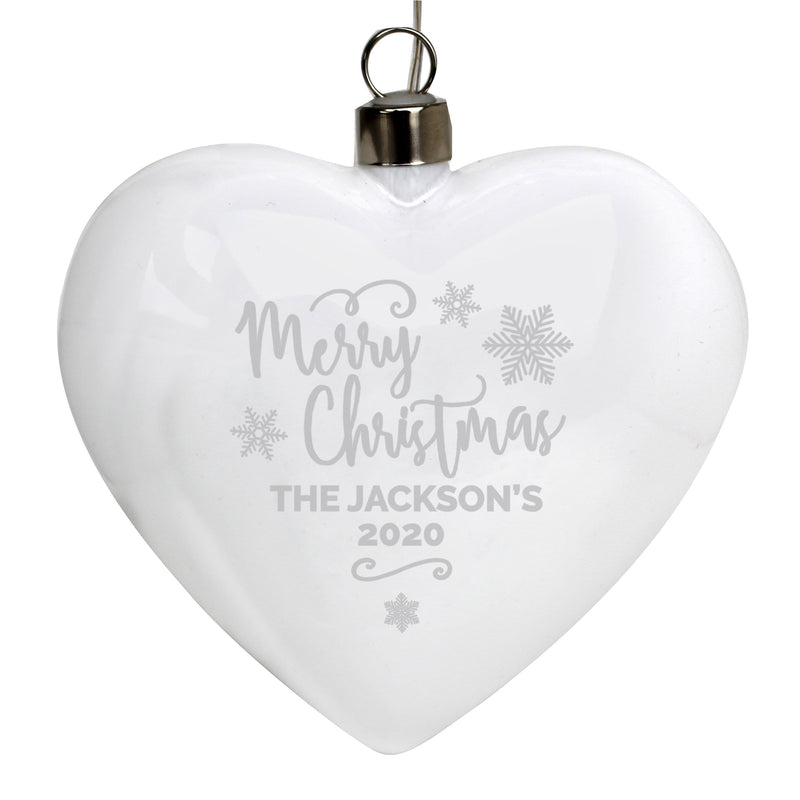 Personalised Memento LED Lights, Candles & Decorations Personalised Merry Christmas LED Hanging Glass Heart