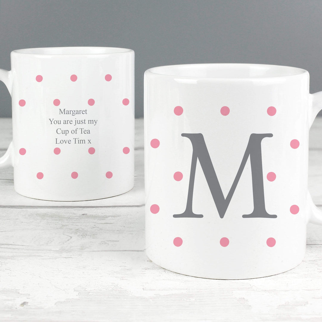 Personalised Memento Mugs Personalised Monogram Pink Spot Mug