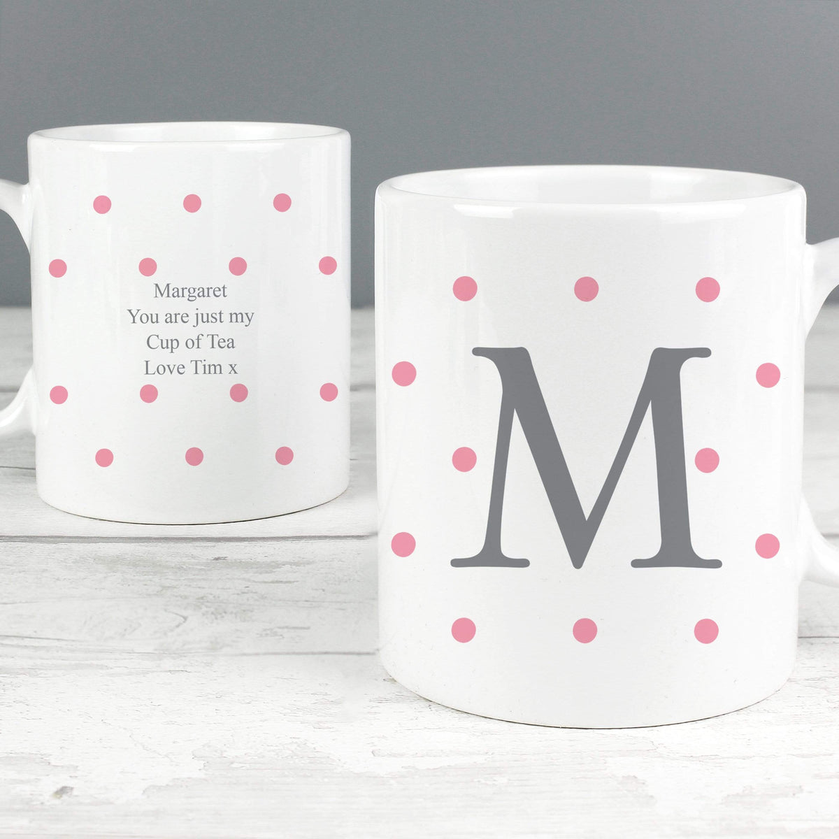 Personalised Memento Mugs Personalised Monogram Pink Spot Mug