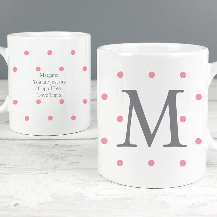 Personalised Memento Mugs Personalised Monogram Pink Spot Mug