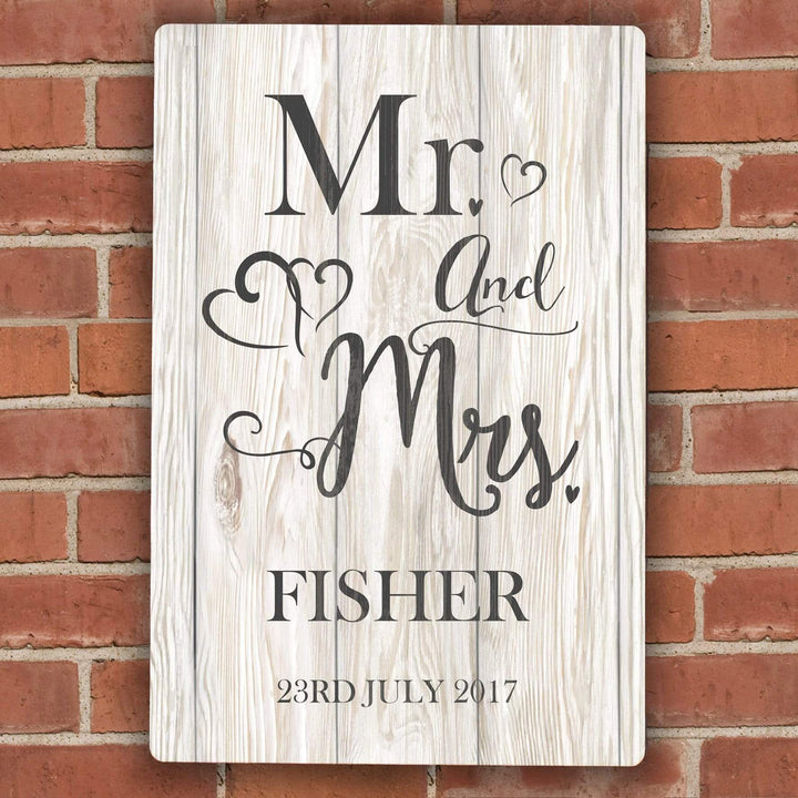 Personalised Memento Hanging Decorations &amp; Signs Personalised Mr &amp; Mrs Metal Sign
