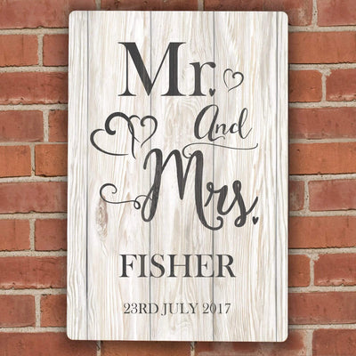 Personalised Memento Hanging Decorations & Signs Personalised Mr & Mrs Metal Sign