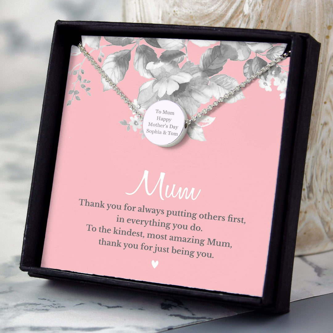 Personalised Memento Jewellery Personalised Mum Sentiment Silver Tone Necklace and Box
