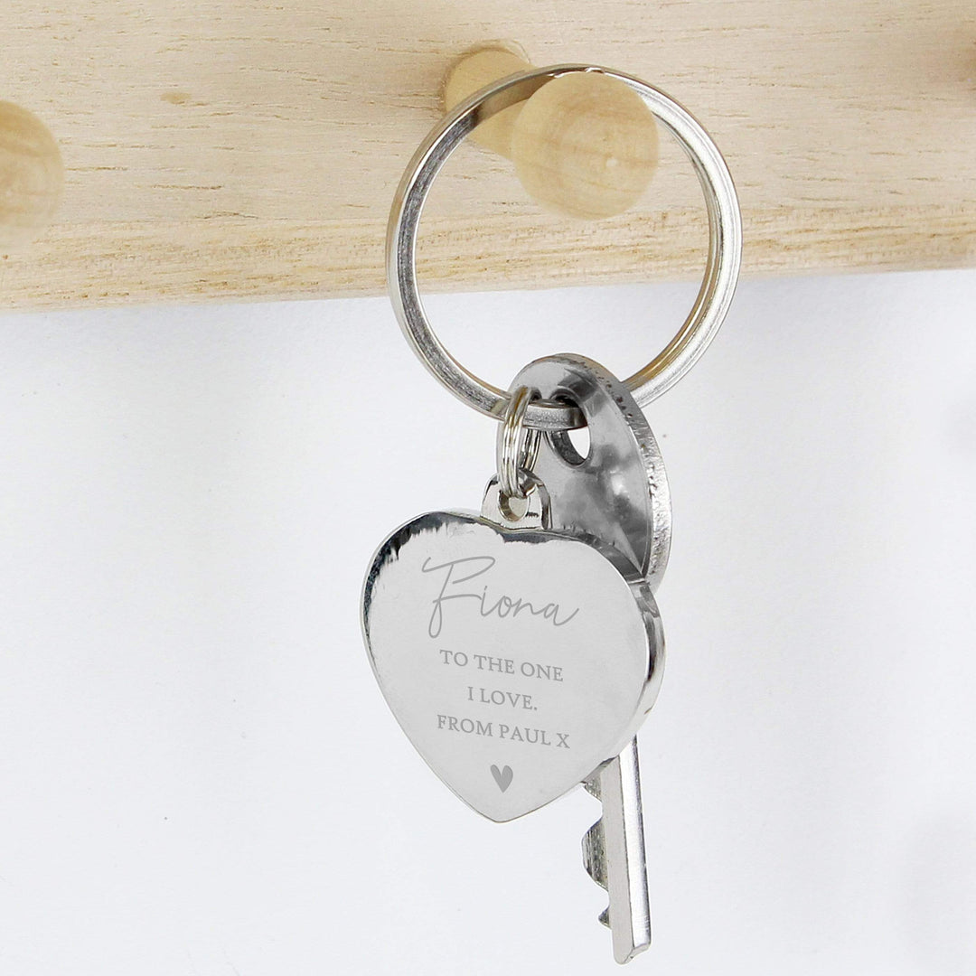 Personalised Memento Keepsakes Personalised Name and Message Diamante Heart Keyring
