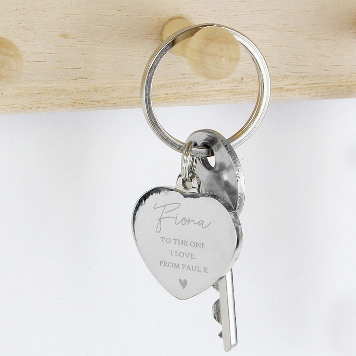 Personalised Memento Keepsakes Personalised Name and Message Diamante Heart Keyring