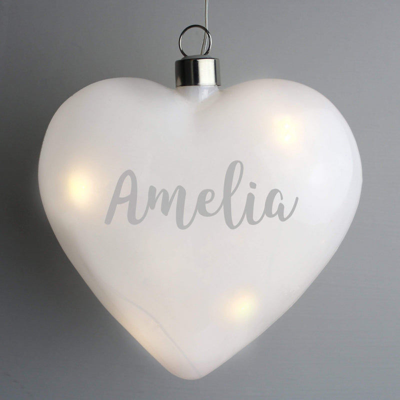 Personalised Memento LED Lights, Candles & Decorations Personalised Name Only LED Hanging Glass Heart