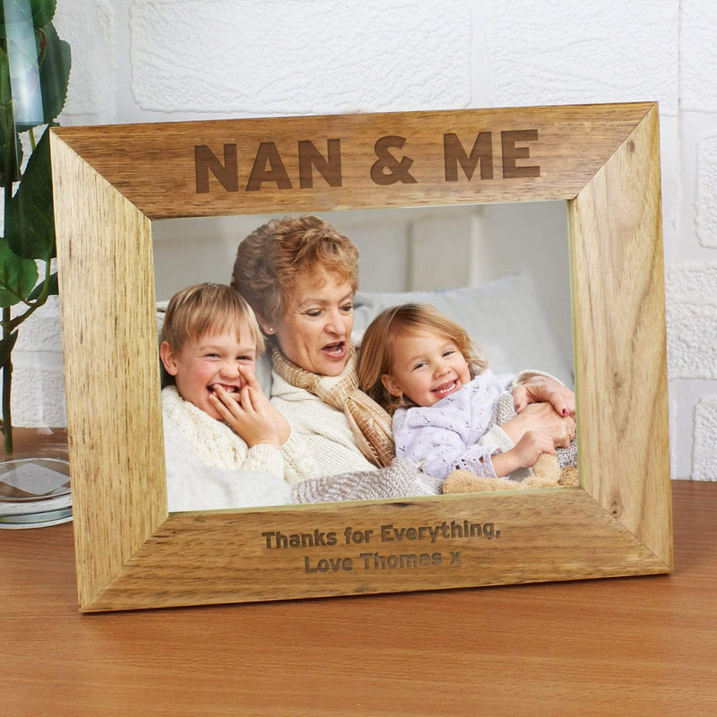 Personalised Memento Wooden Personalised Nan & Me 7x5 Landscape Wooden Photo Frame