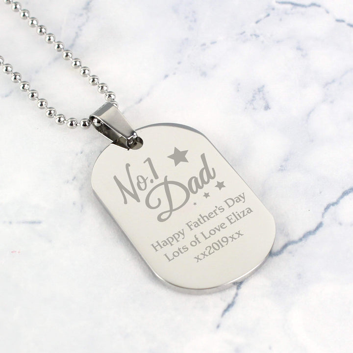 Personalised Memento Jewellery Personalised No.1 Dad Stainless Steel Dog Tag Necklace