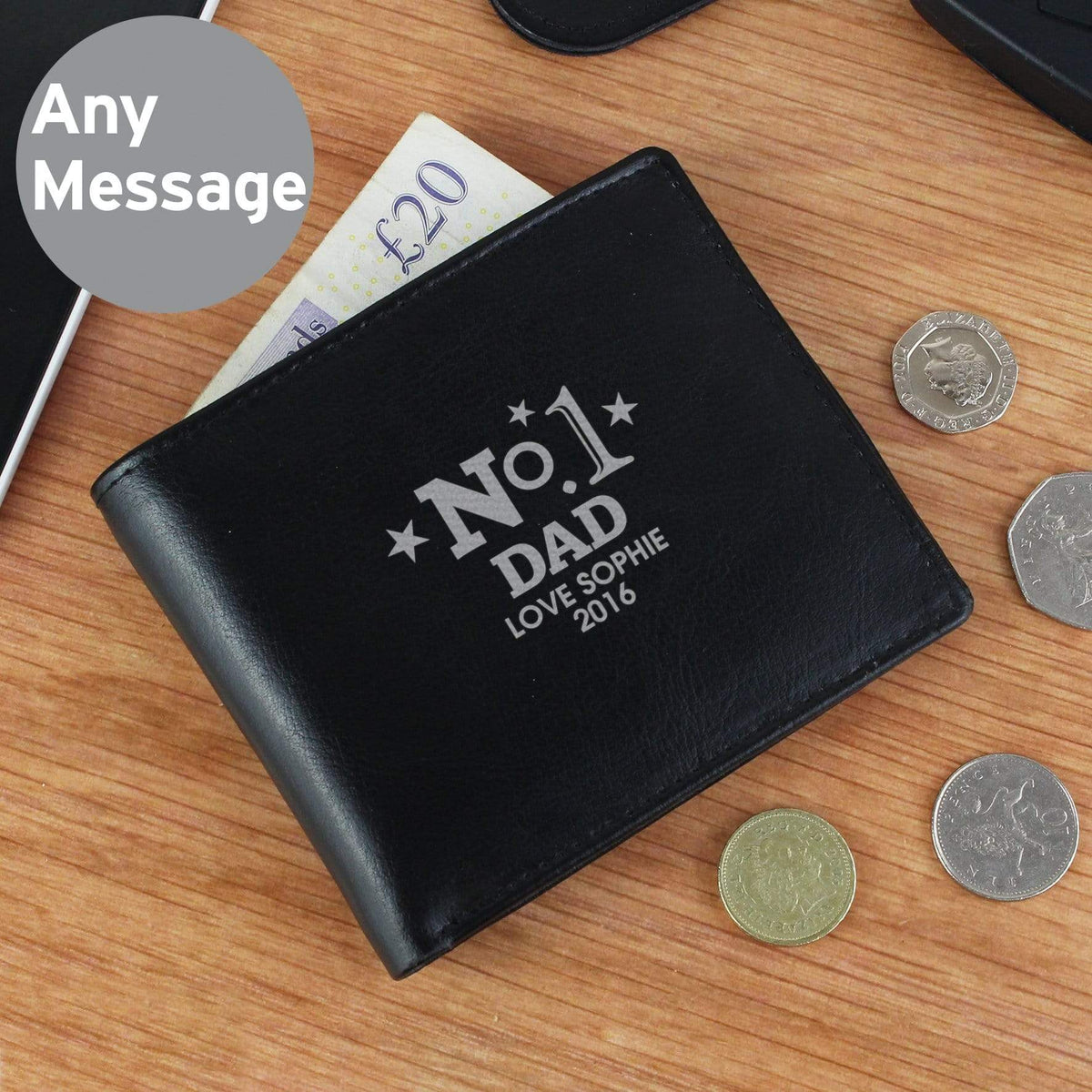 Personalised Memento Leather Personalised No.1 Leather Wallet
