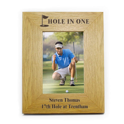 Personalised Memento Wooden Personalised Oak Finish 4x6 Golf Photo Frame