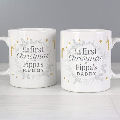 Personalised Memento Mugs Personalised 'On Your First Christmas As' Mug Set
