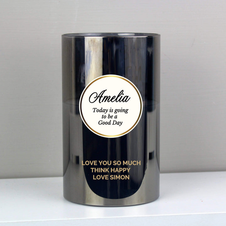 Personalised Memento LED Lights, Candles &amp; Decorations Personalised Opulent Smoked Glass LED Candle