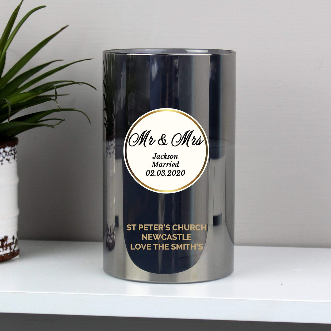 Personalised Memento LED Lights, Candles &amp; Decorations Personalised Opulent Smoked Glass LED Candle